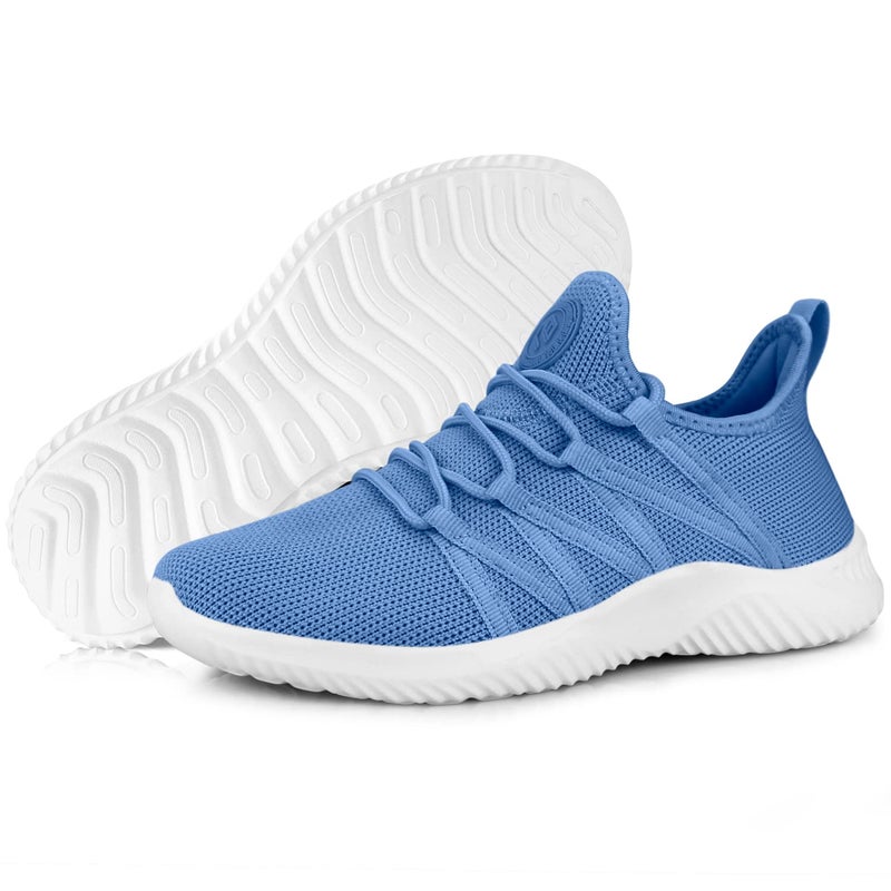 Feethit Womens Slip On Running Shoes Non Slip Walking Shoes Lightweight Gym Workout Shoes Breathable Fashion Sneakers All Sky Blue Size 10.5 - Image 5